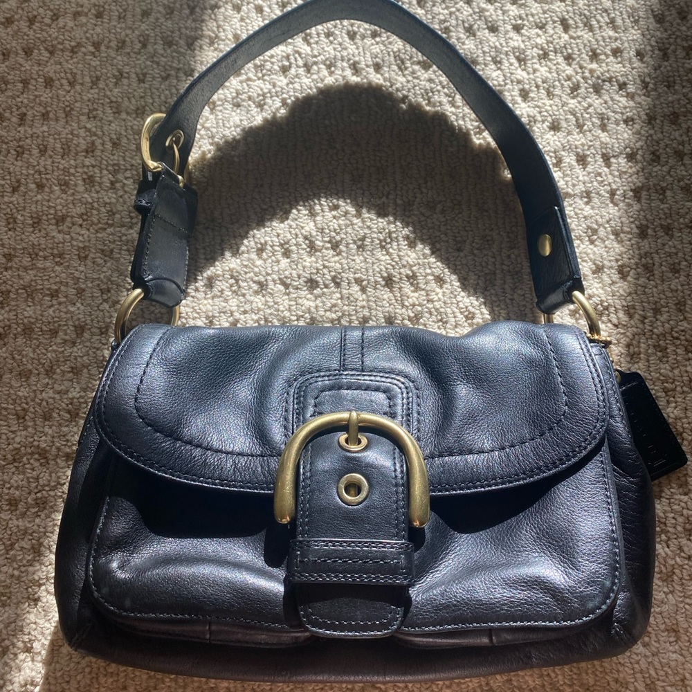 Coach Leather Buckle Shoulder Bag